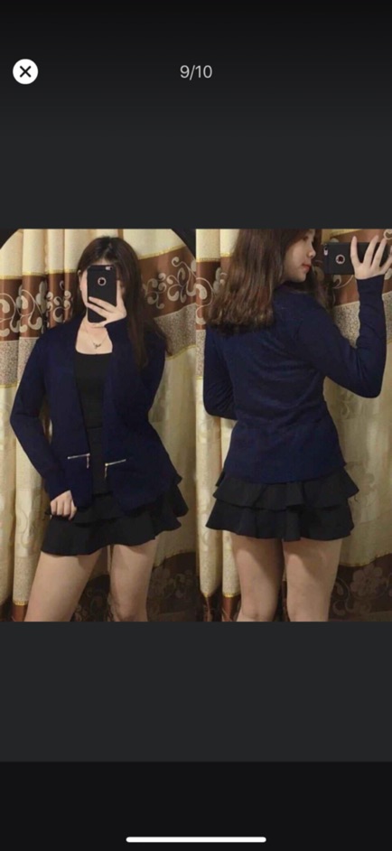 Áo khoác len không cúc phối dây kéo eo .