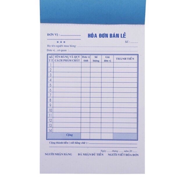 Hoá đơn bán lẻ khổ A5