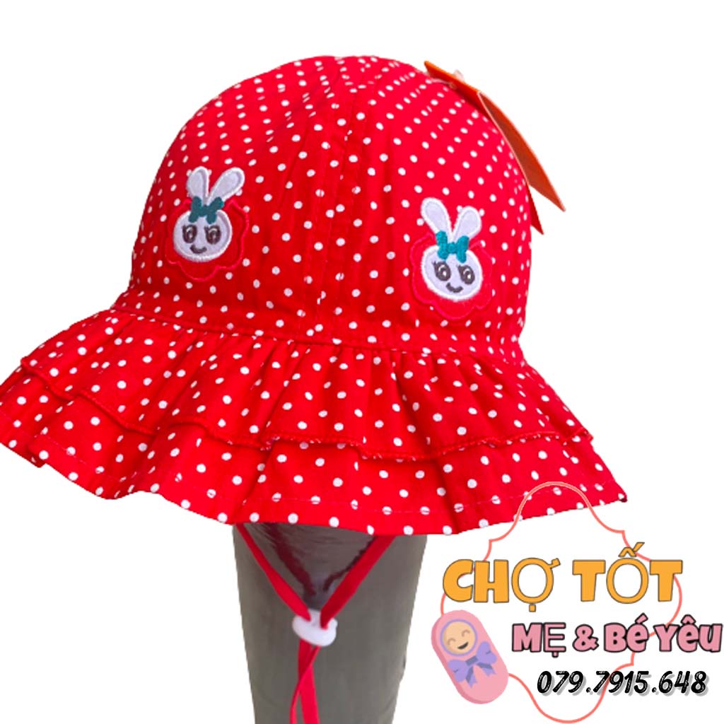 Nón vành Bé Gái Duy Ngọc Chất Cotton mềm, thoáng mát, có quai đeo size 52cm (Bé Từ 2 Đến 4 Tuổi)