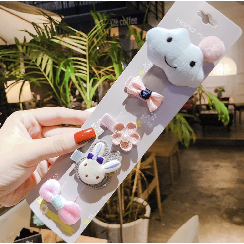 Set 5 kẹp tóc style Hàn Quốc xinh xắn cho bé yêu