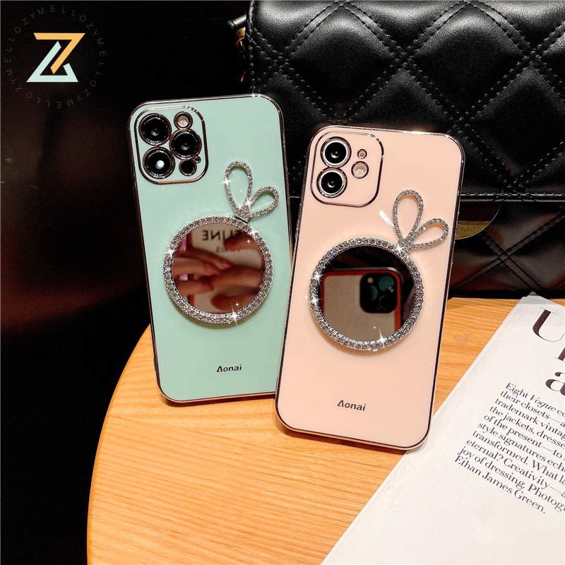 Zymello ốp lưng OPPO Reno 7Z 5G Reno6 Z 5G Reno 5 5G Reno 7 5G Reno 6 5G Reno 4 4G Reno 4F Reno 5F Gương trang điểm mạ điện hộp đựng điện thoại