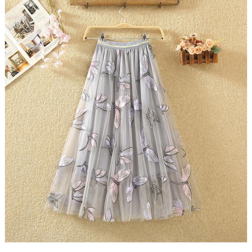 Chân Váy Lưới Thêu Hình Chuồn Chuồn Đính Kim Sa Nhiều Màu Sắc Dễ Thương Cho Nữ | BigBuy360 - bigbuy360.vn