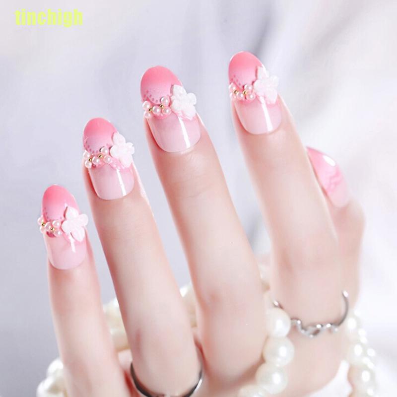 (Hàng Mới Về) Bộ 24 Móng Tay Giả 3D Màu Hồng Xinh Xắn