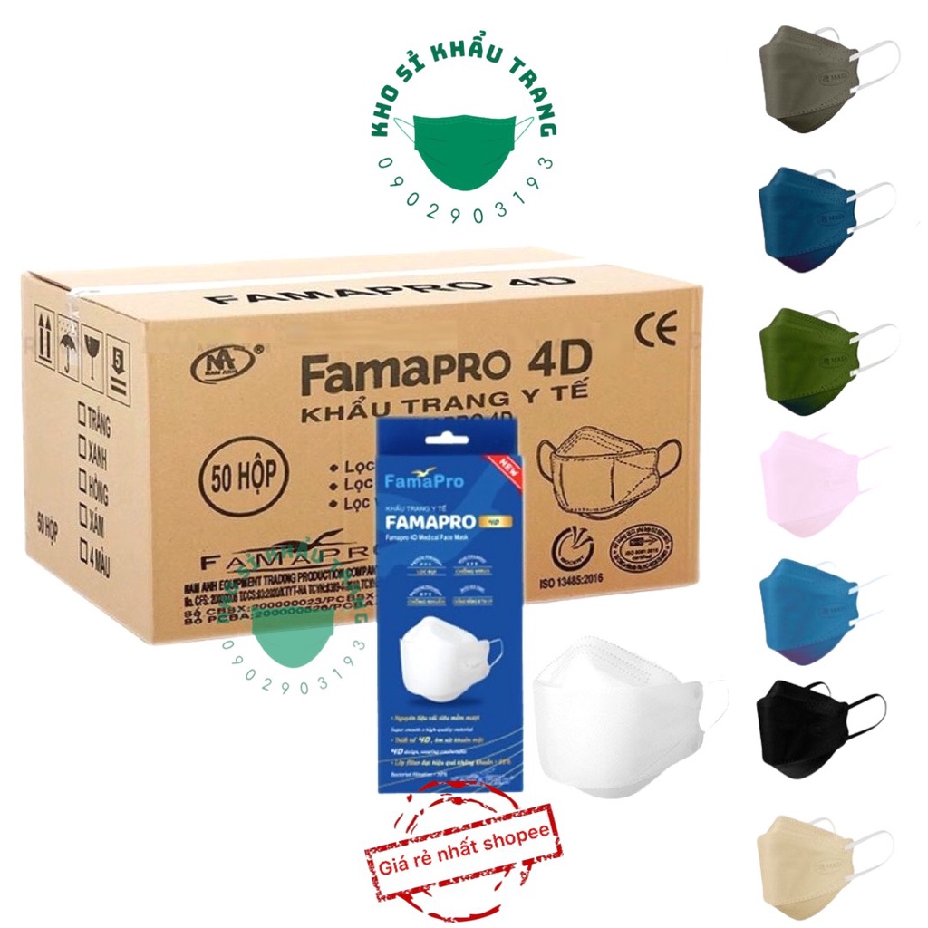 Nguyên thùng 500 cái khẩu trang 4D Famapro người lớn