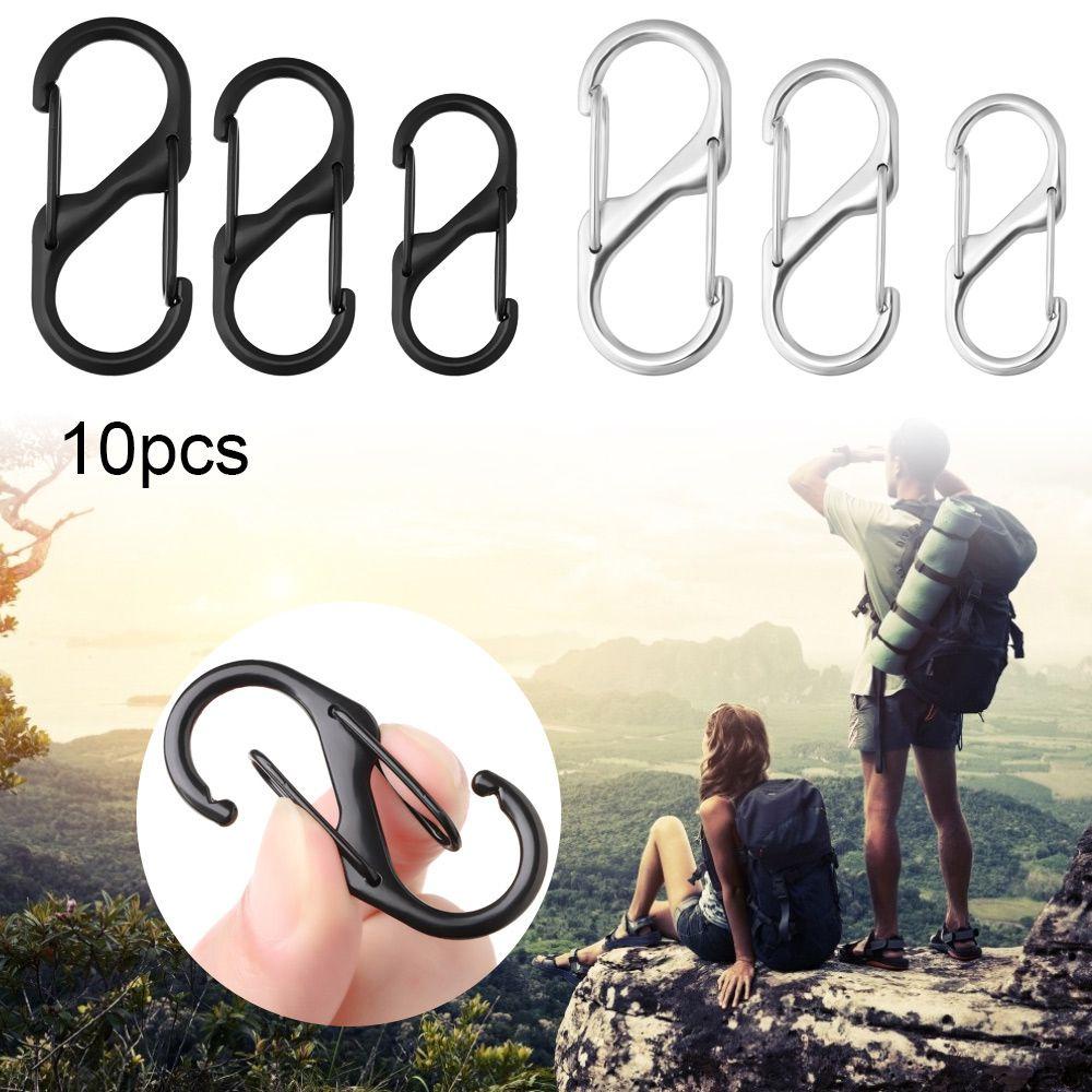 Bộ 10 Móc Khóa Hợp Kim Kẽm Màu Đen|Khóa Hai Mặt Hình Chữ S Cho Ba Lô