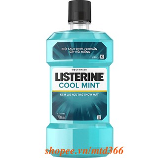 Nước Súc Miệng 750Ml Listerine Cool Mint Cho Hơi Thở Thơm Mát Và Diệt Khuẩn Chính Hãng.