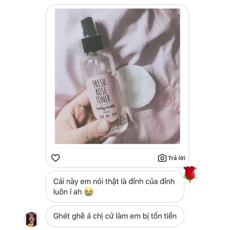 Toner hoa hồng cấp ẩm thu nhỏ lỗ chân lông thiên nhiên Fresh Rose toner Sunday Beauty handmade