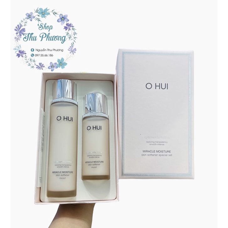 Sét Nước hoa hồng dưỡng ẩm cho da khô OHUI Miracle Moisture Skin Softener Moist 150ml + 100ml