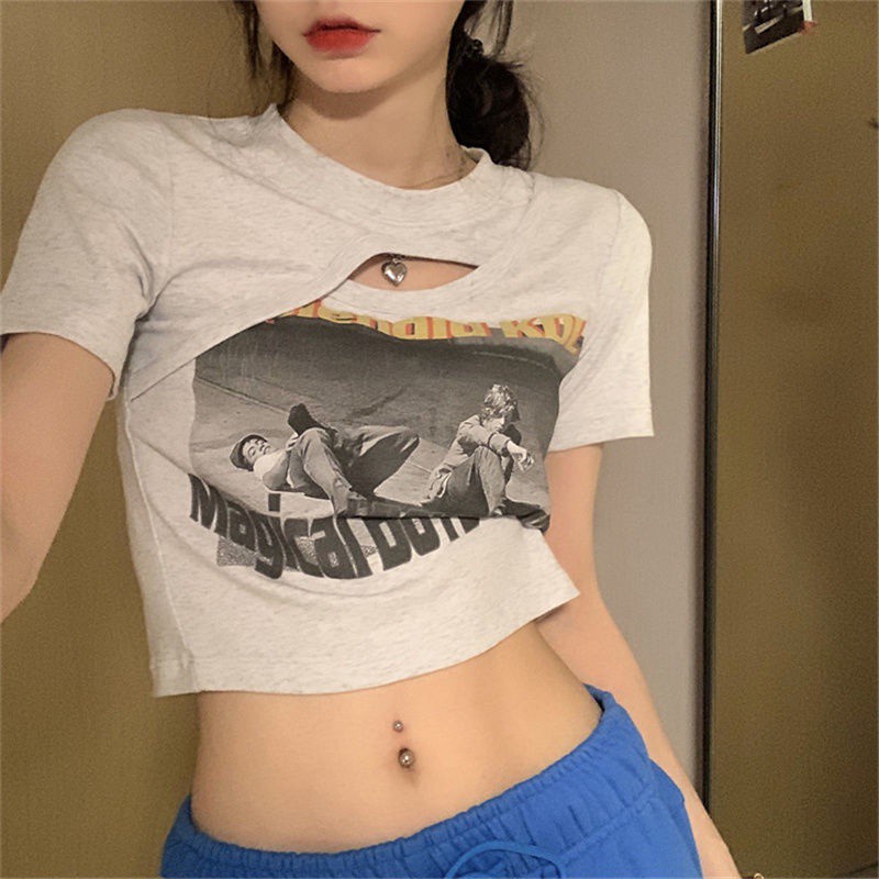 Áo Croptop Tay Ngắn Dáng Ôm Thời Trang Mùa Hè Cho Nữ
