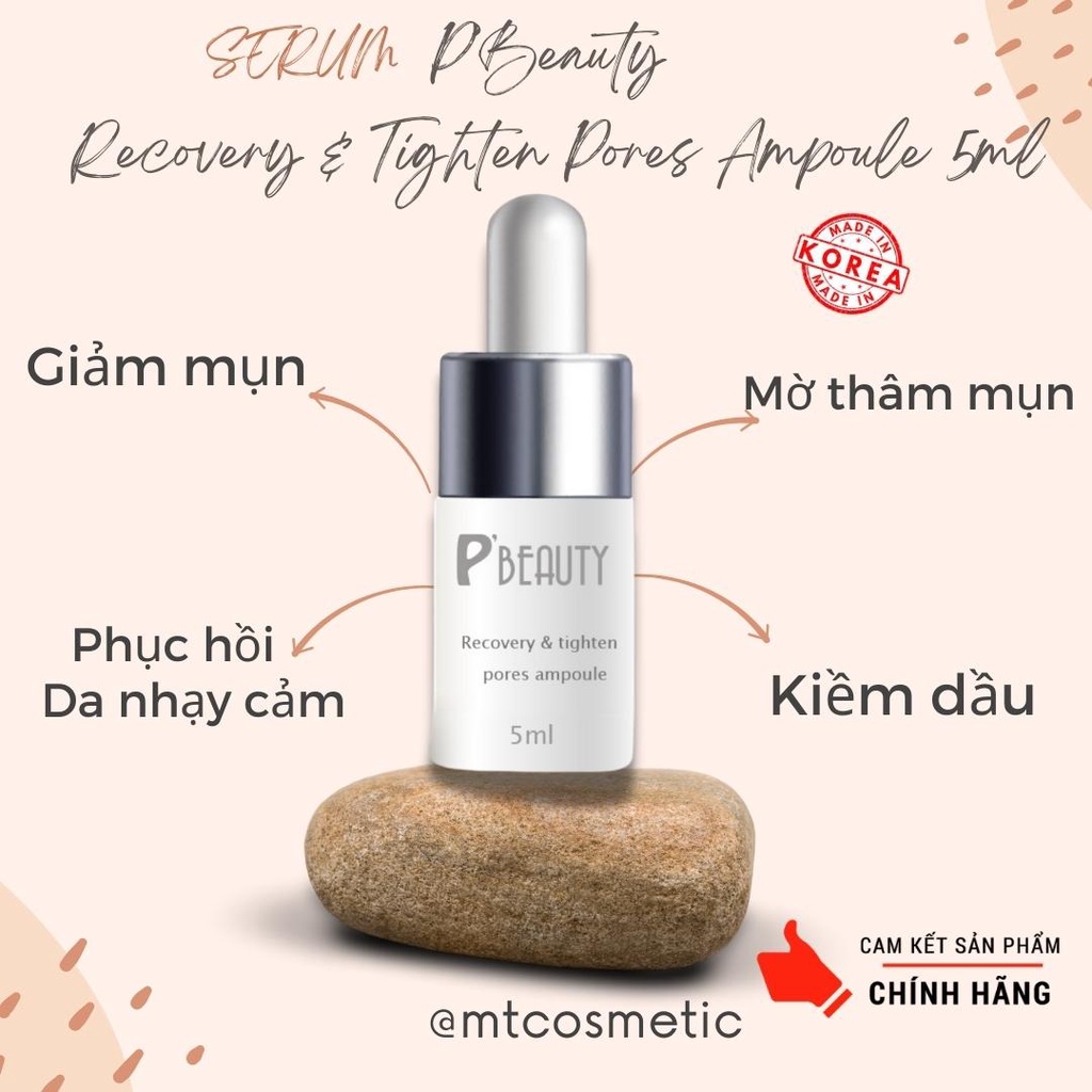 Serum đường đen P’Beauty Recovery & Tighten Pores Ampoule 5ml. Serum giảm mụn ẩn - mờ thâm mụn - phục hồi da