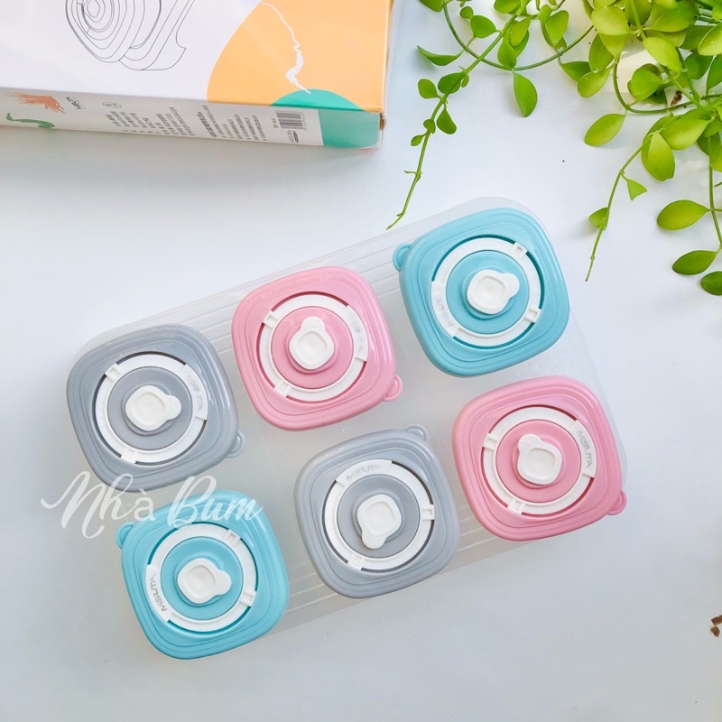 Hộp trữ đông,bảo quản đồ ăn cho bé cao cấp tiện dụng - Set 6 hộp Misuta