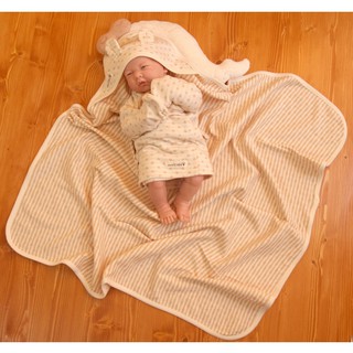 JOHN N TREE Khăn quấn bé có nón organic cotton