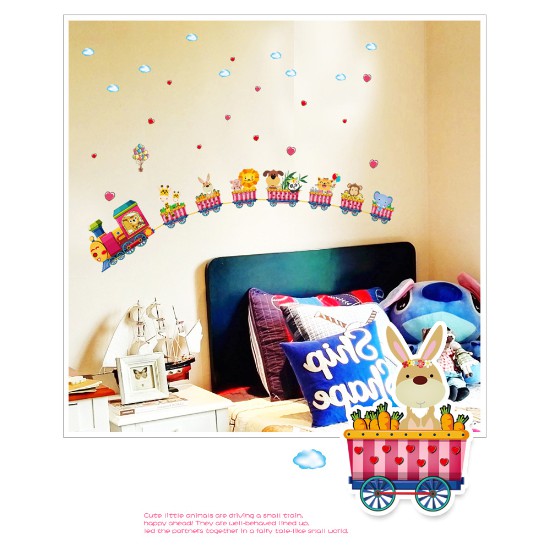 decal trang trí đường ray xe lửa thú xinh