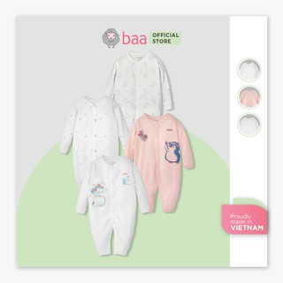 Romper sơ sinh BAA BABY dài tay, bộ quần áo liền dễ thương cho bé gái - GN-RP01D