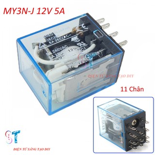 Relay Trung Gian, role kính MY3N-J 12V 5A 11 Chân Kèm Đế vặn ốc
