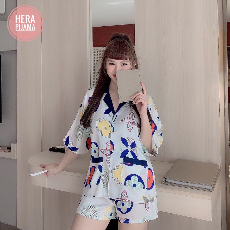 Đồ Ngủ Dễ Thương Lụa Cao Cấp In Họa Tiết Áo Quần Ngắn Freesize - Hera Pijama