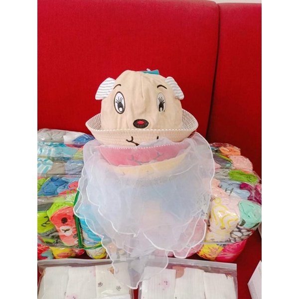 Mũ kèm khăn voan cho bé