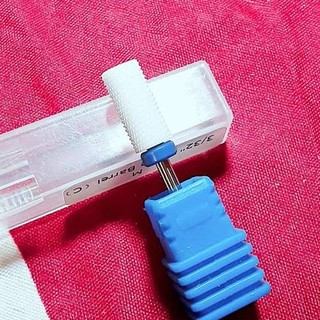 Đầu mài sứ số1 ( đầu mài mịn , chân nhựa xanh da trời , dạng trục dài )