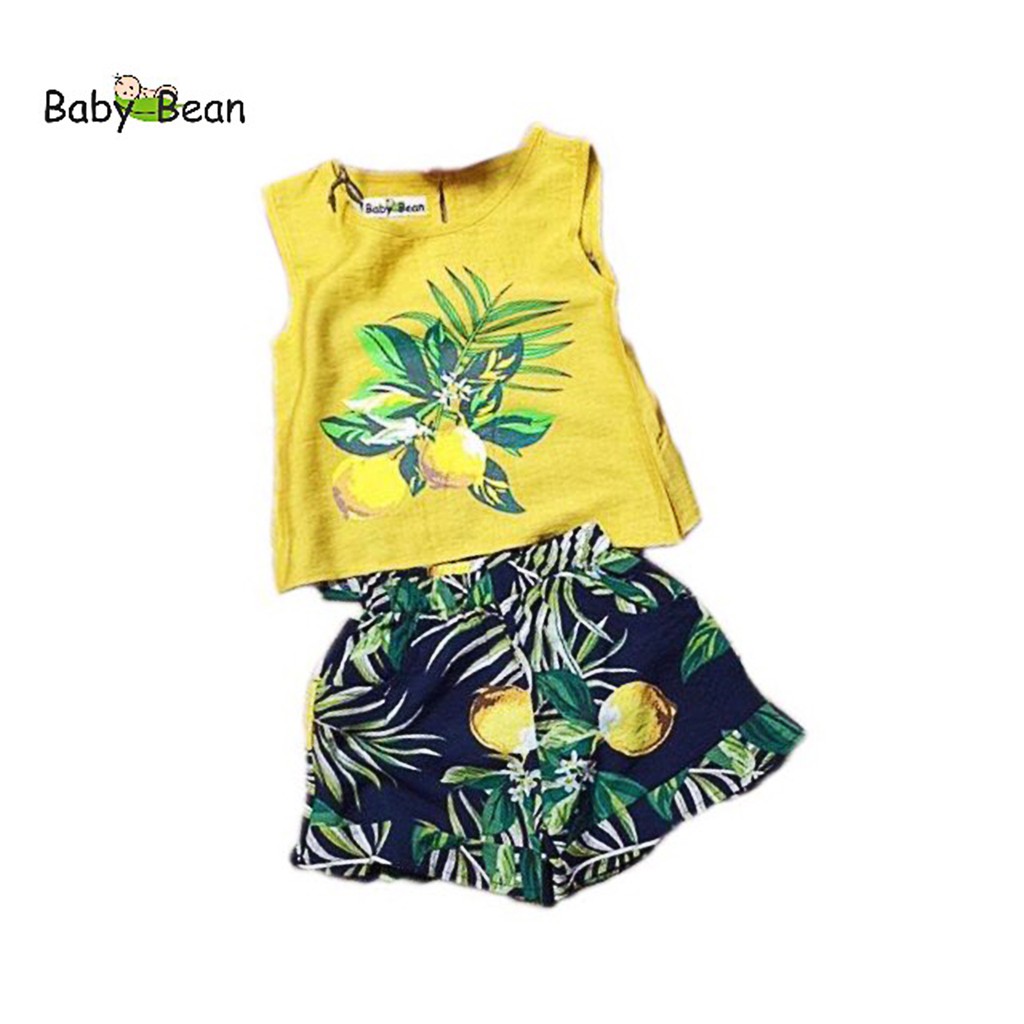 [MÃ THƯƠNG HIỆU YÊU THÍCH Voucher giảm 10%] Đồ Bộ Đũi Tơ Thắt Nơ hình trái Lê Bé Gái BabyBean