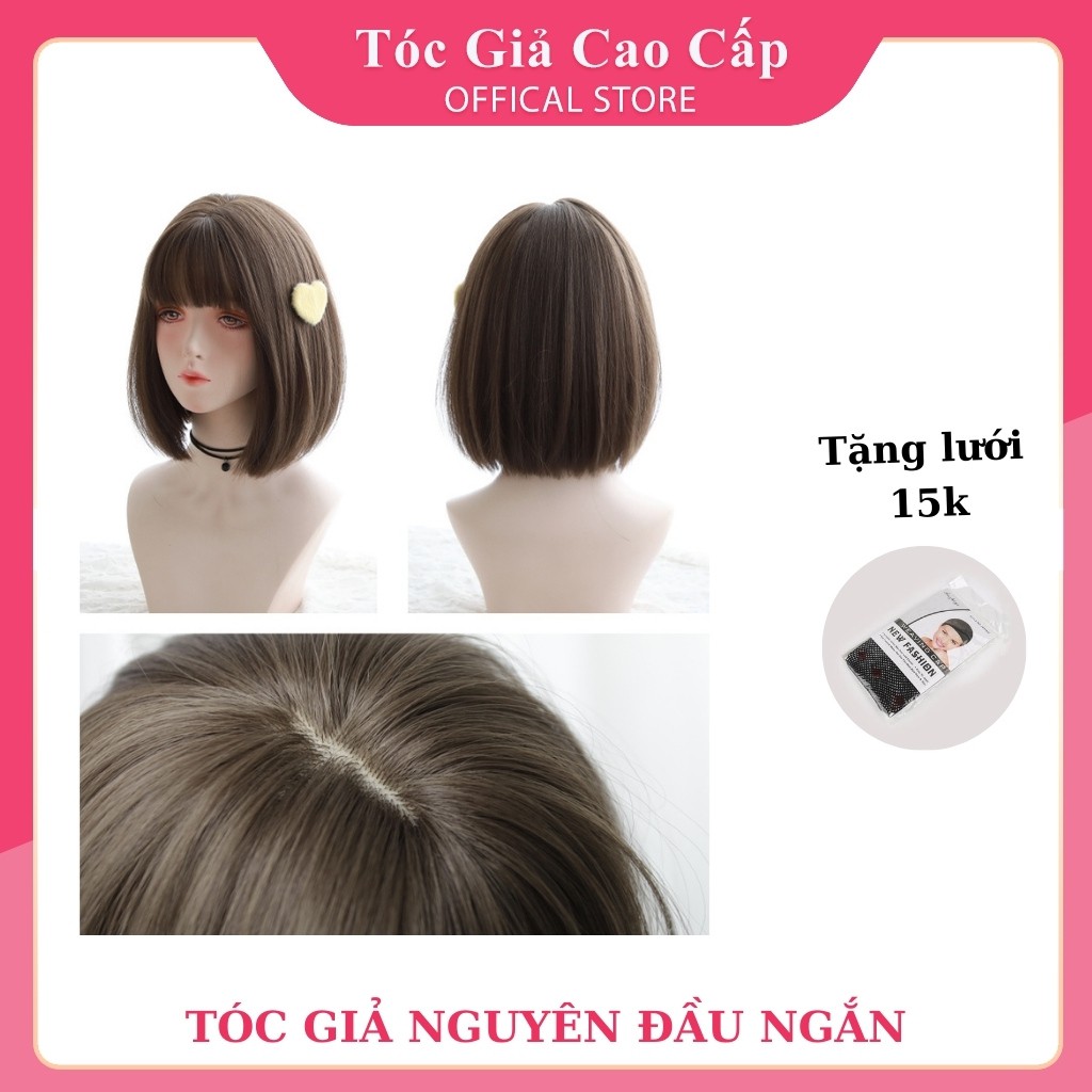 Tóc giả nữ nguyên đầu ngắn đẹp, 31cm, tặng kèm wig, BHT3030