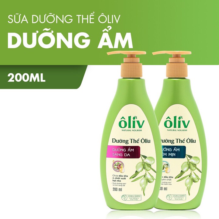Sữa dưỡng thể Oliv Sáng da Dưỡng ẩm mềm mịn 200ml/chai
