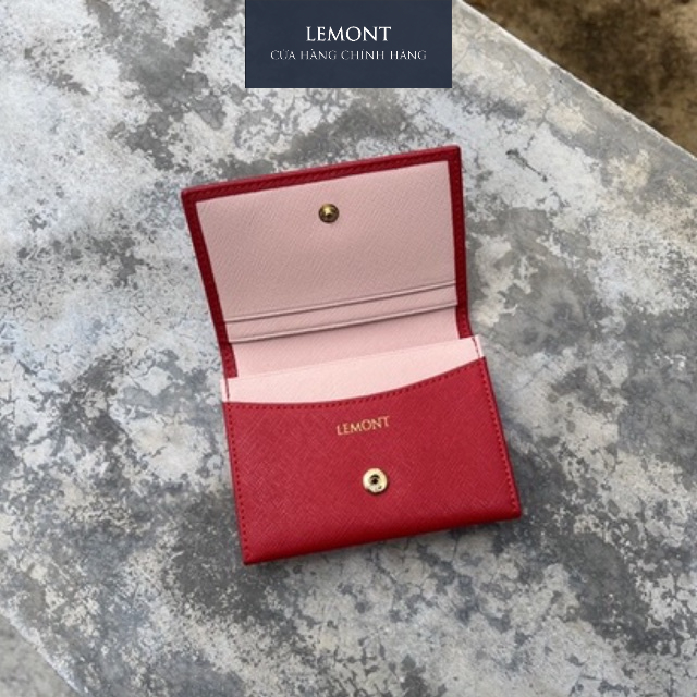 Ví da bò thật Tiny màu Đỏ Berry nhỏ gọn - Thiết kế chính hãng từ Lemont.