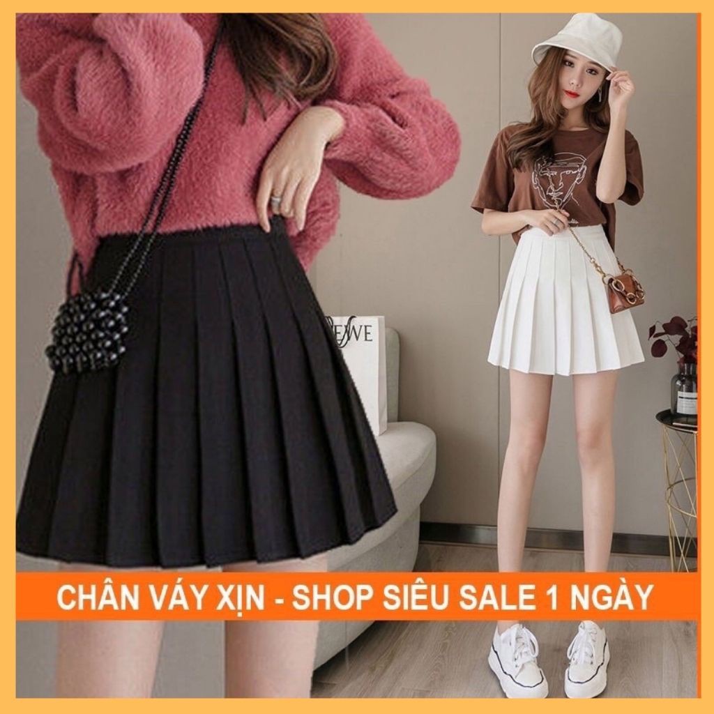 Chân Váy Ngắn Xếp Ly Tennis Trắng Đen Dáng Chữ A Hàn Quốc Cao Cấp Ulzzang Dáng Xòe Ôm Body Đẹp SANMAY CV003