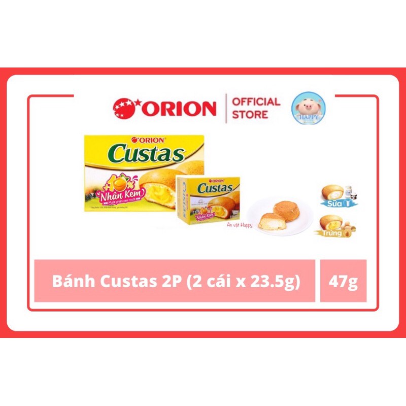 Bánh Orion Custas kem trứng hộp 2 cái 47g