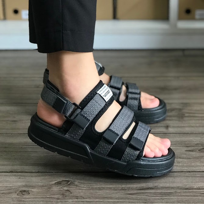 Sandal Vento Nam Nữ NV1001BG Quai Xám Đế Đen