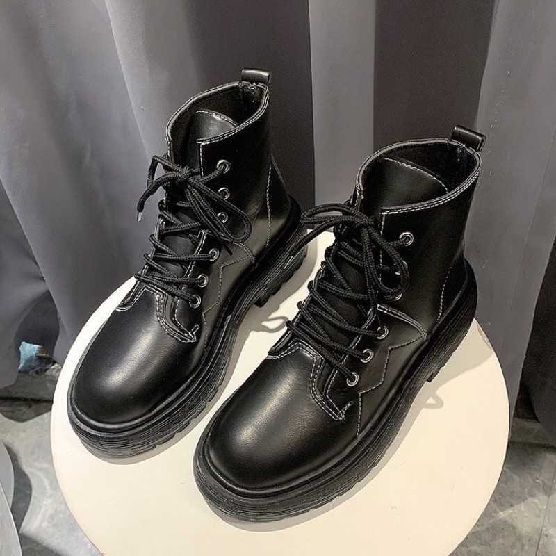 Giày Bốt Martins 2 màu đen trắng phong cách boots ulzzang phòng cách hàn quốc cho nữ