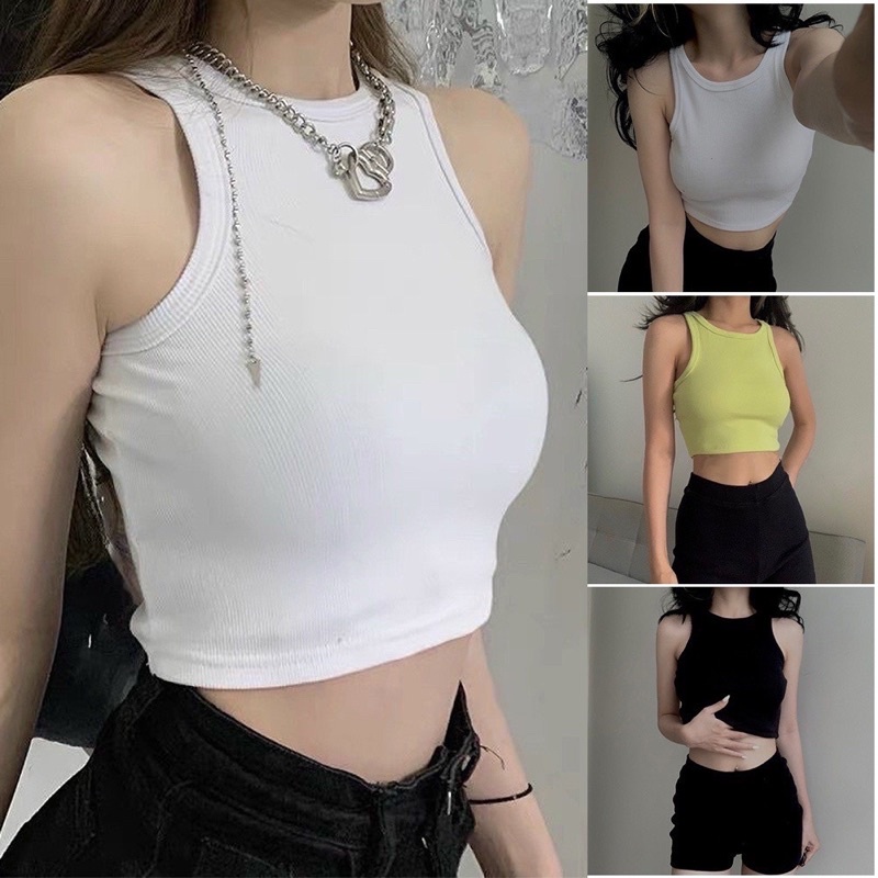 Áo Ba Lỗ Nữ Hàng Xuất Khẩu Dáng Croptop Cotton Tăm Siêu Mềm