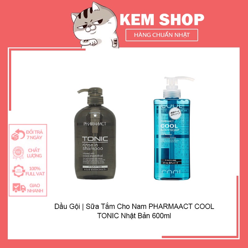 Dầu Gội | Sữa Tắm Cho Nam PHARMAACT COOL TONIC Nhật Bản 600ml [Hàng-Auth]