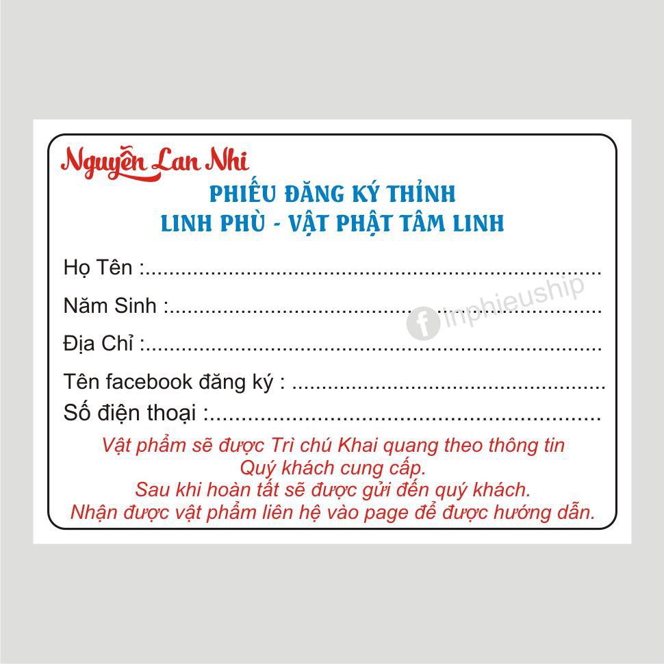 Phiếu đăng ký Lan Nhi