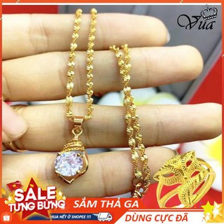  Dây chuyền 24k Mặt đính đá + Nhẫn Hồ Ly Cao Cấp Đem may mắn Tài Lộc cho bạn ( Sale - Cực Sốc ✨)