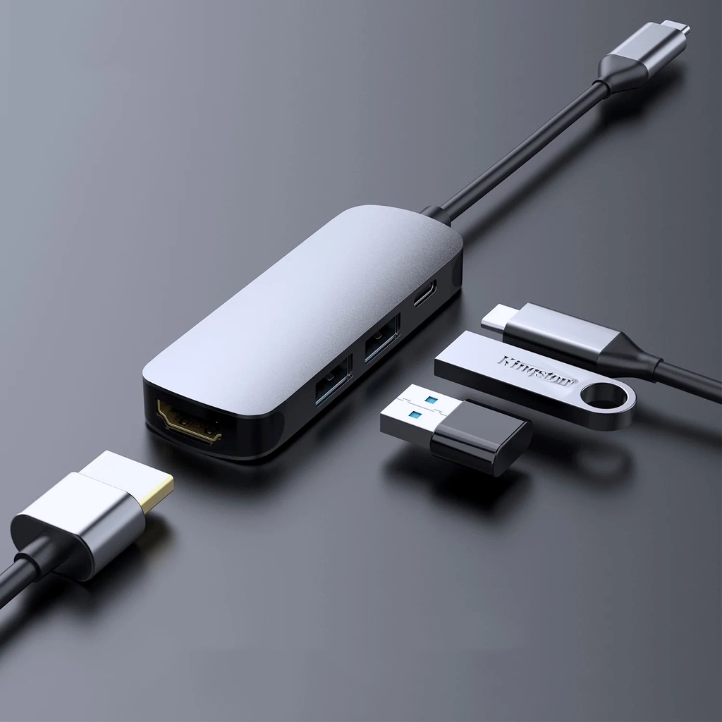 Hub chuyển đổi type C to HDMI, USB 3.0 Cổng Chuyển Đổi Đa Năng 4 trong 1 cho Macbook Pro/Air/M1/M2 Air, 13 14 inch, Lap