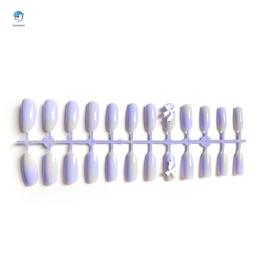 24 Móng tay giả dáng dài đính nơ thời trang