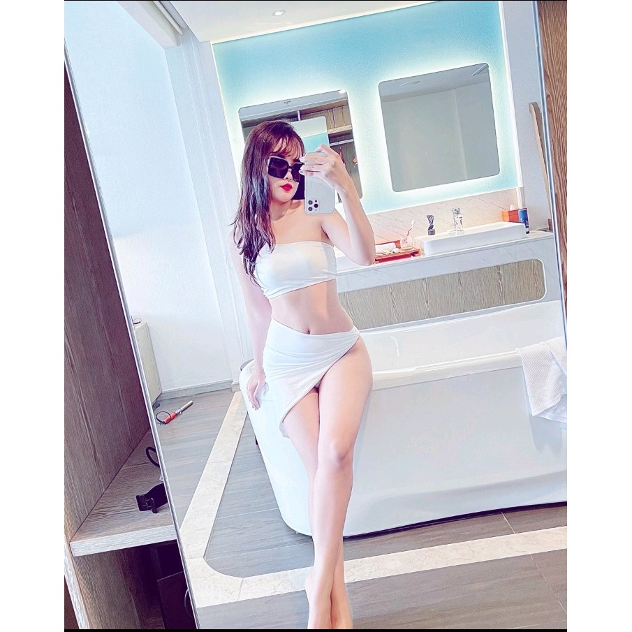 [ HÀNG CÓ SẴN ] Bikini đồ bơi đi biển hai mảnh sét 3 món lệch vai sang chảnh nhiều màu (5 màu) VATIXA BKN61