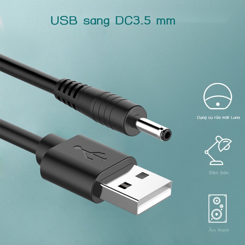 Quạt nhỏ cáp sạc usb dụng cụ vệ sinh đèn bàn đèn pin cáp dữ liệu 3.5mm lỗ tròn 5V cấp nguồn âm thanh đa năng