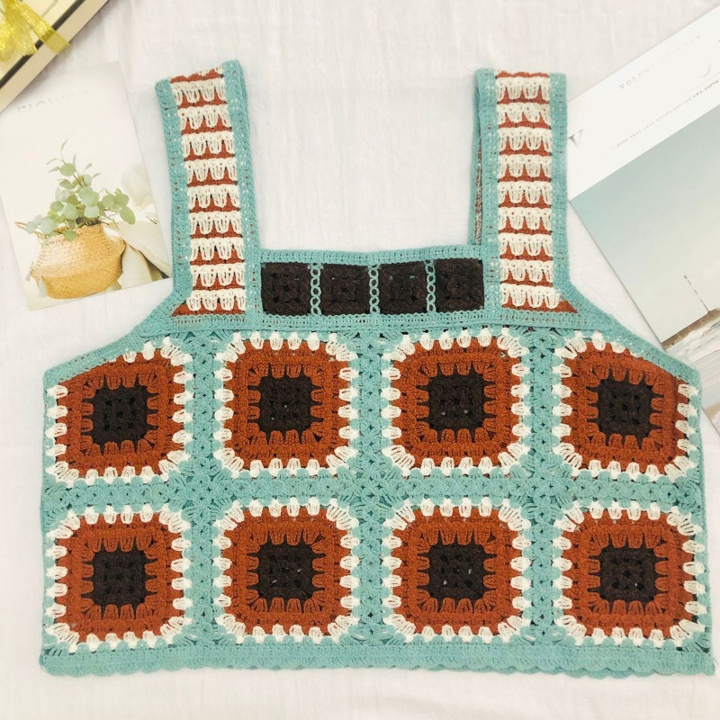 Youyo Áo Croptop Dệt Kim Không Tay Nhiều Màu Sắc Phong Cách Boho Cho Nữ Ves