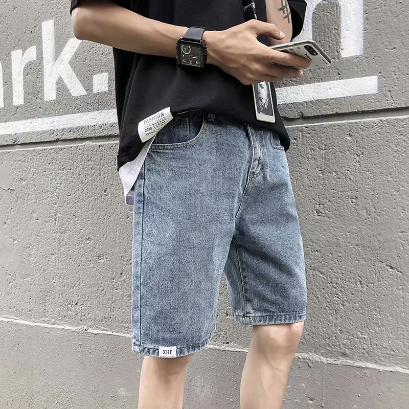[Mã SKAMCLU9 giảm 10% đơn 100K] Quần short jeans ống rộng thời trang mùa hè Âu Mỹ cho nam -cam kết Giặt không phai màu