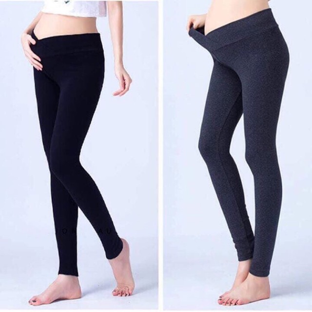 Quần bầu legging dài cạp chéo co giãn nhiều- quần tập yoga bầu