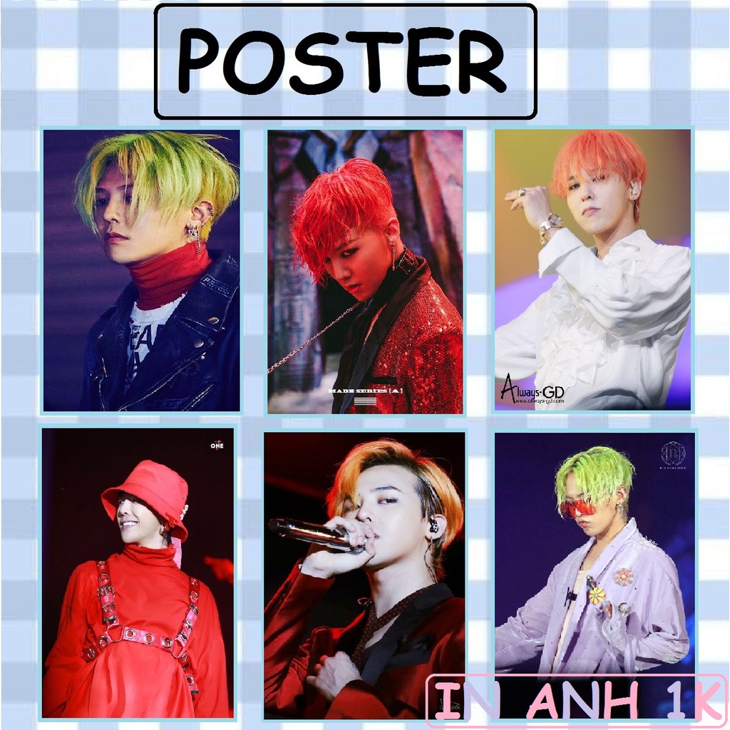 [Mua 1 tặng 1]Poster ảnh G-Dragon (5 poster a4)