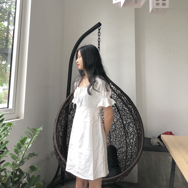 [ ẢNH THẬT ] VÁY TRẮNG TAY BÈO