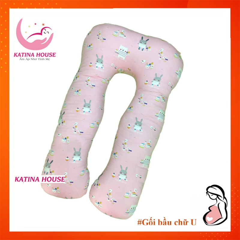 Gối ôm bà bầu hình chữ U, vải cotton satin Hàn Quốc cao cấp mềm êm, giúp nâng đỡ bụng giảm đau lưng, đau hông