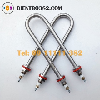 Điện trở chữ u đơn chiều dài 20cm inox 304 công suât 1kw, 1,5kw, 2kw chiều dài 20cm 220v.
