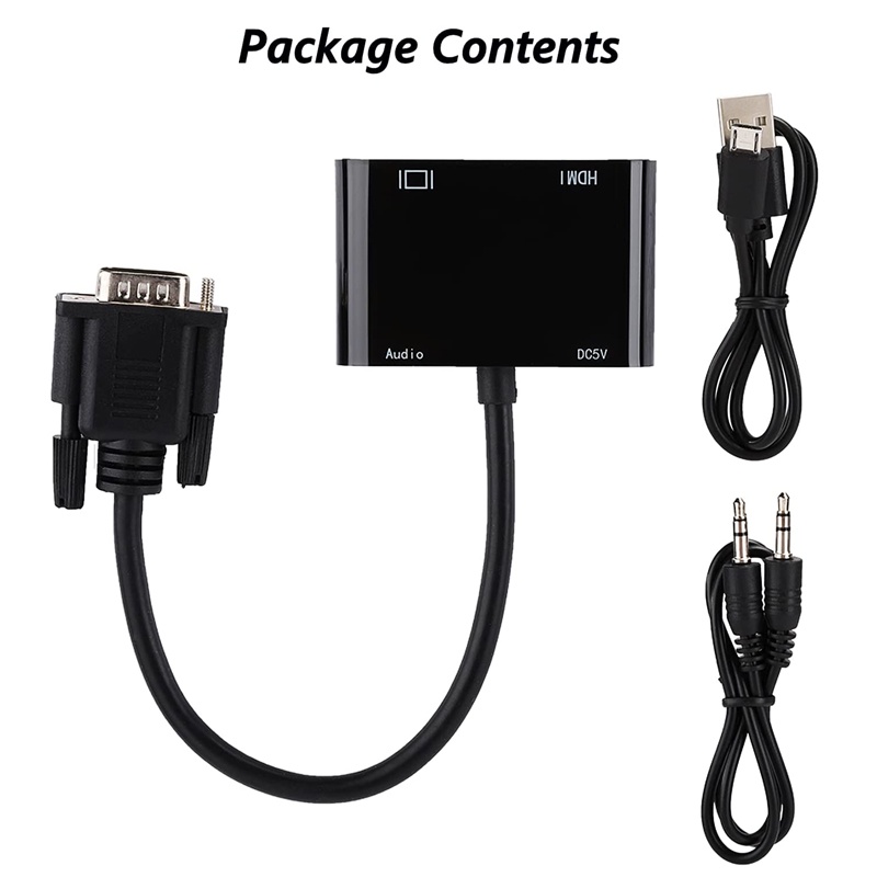 Bộ chuyển đổi VGA sang HDMI 1080P 2K 60Hz HDMI+VGA giắc cắm 3.5mm chuyên dùng cho TV máy tính/máy chiếu/máy tính/PS4