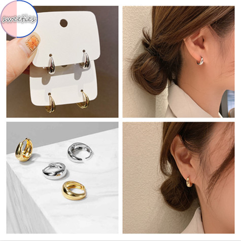 Bông tai kim loại hình chữ C kiểu cổ điển sành điệu