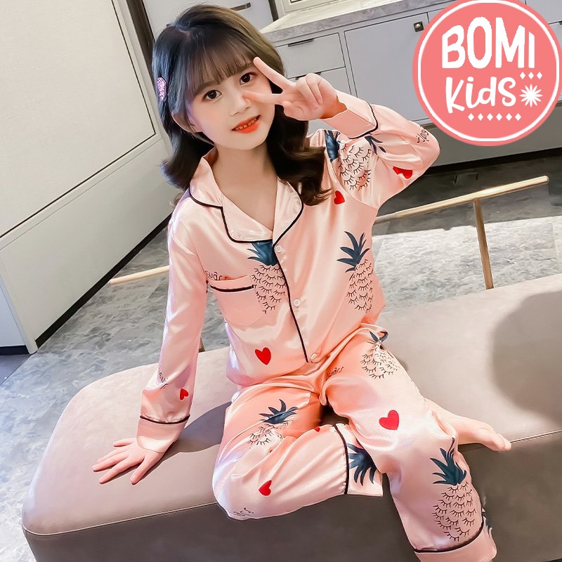 [ 9KG - 38KG ] Bộ Đồ Ngủ Pijama Dài Tay Cho Bé Chất Vải Lụa Siêu Cao Cấp