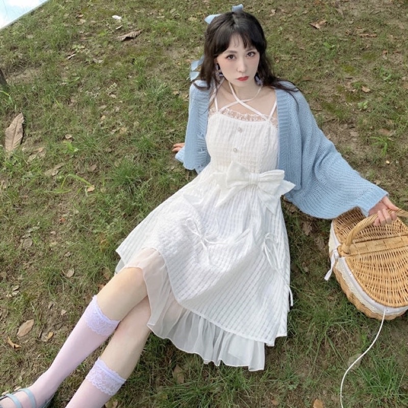 ĐẦM XOÈ TIỂU THƯ 💕 ĐÍNH NƠ 💕 MIX ÁO KHOÁC PHONG CÁCH LOLITA XINH XẮN ĐÁNG YÊU