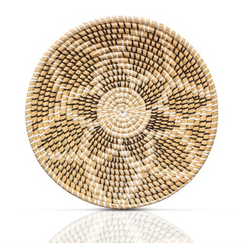 Đĩa cói trang trí tròn, bày hoa quả đồ ăn nhẹ, đồ cá nhân, treo tường, decor phòng khách, phòng ăn Bắc Âu họa tiết 49